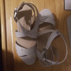 Franco Sarto White leather cork  Wedges NwOT